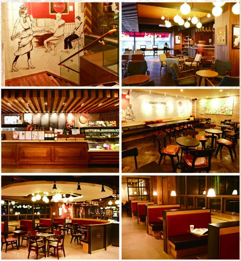 A collage of interior photographs at Hollys Coffee, Sinnonhyeon, taken on 9 June 2011.